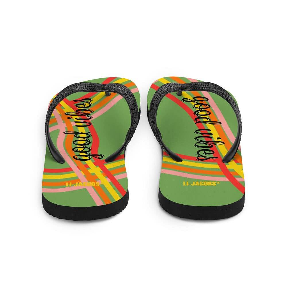 Good Vibes Waves Unisex Flip-Flops Sandals -Green, Flip Flops, $ 30.95, A Moment Of Now™