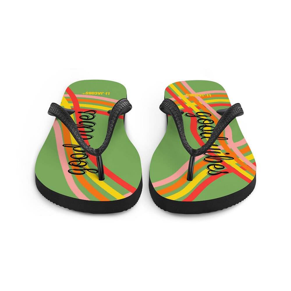 Good Vibes Waves Unisex Flip-Flops Sandals -Green, Flip Flops, $ 30.95, A Moment Of Now™