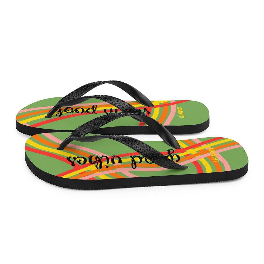 Good Vibes Waves Unisex Flip-Flops Sandals -Green, Flip Flops, $ 30.95, A Moment Of Now™