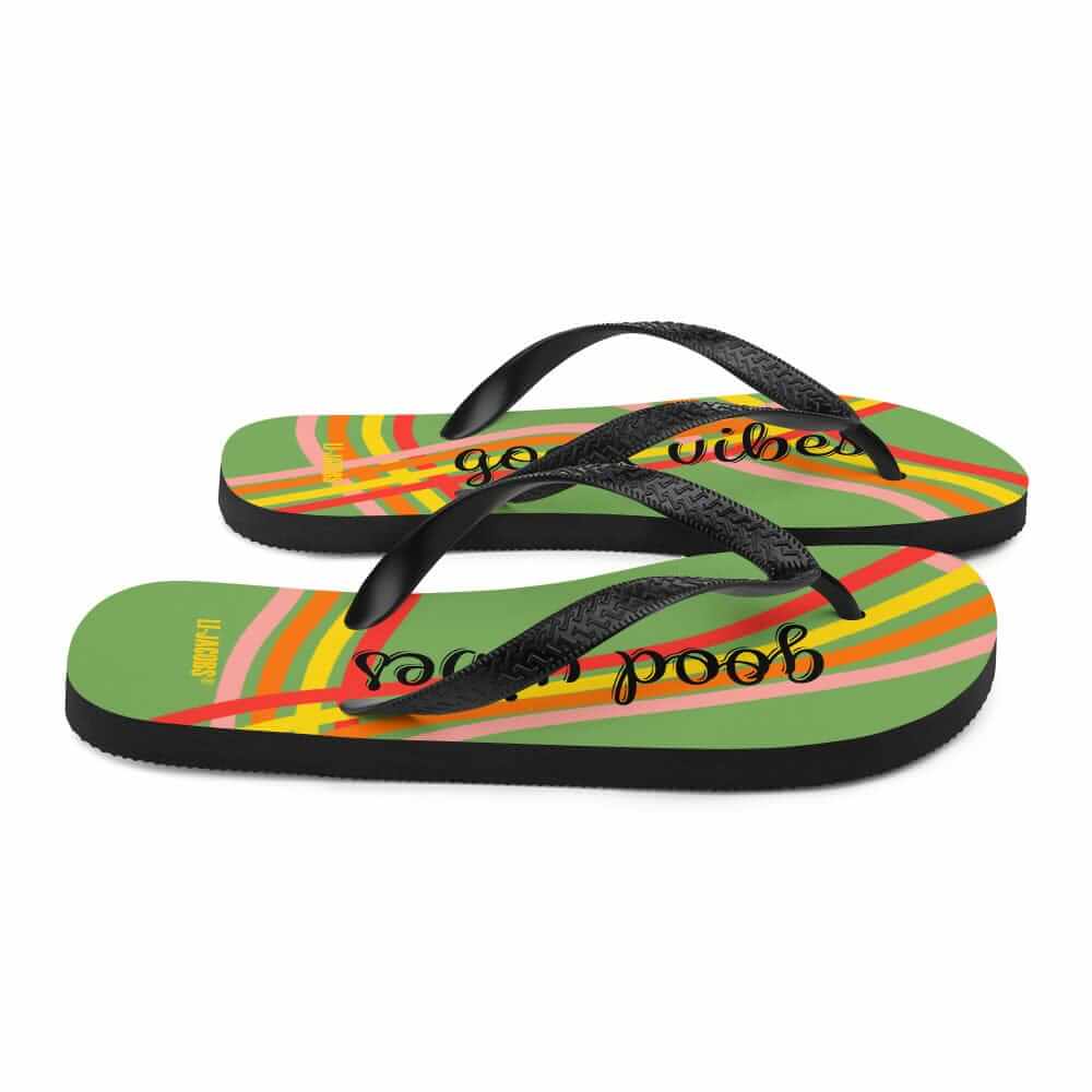 Good Vibes Waves Unisex Flip-Flops Sandals -Green, Flip Flops, $ 30.95, A Moment Of Now™