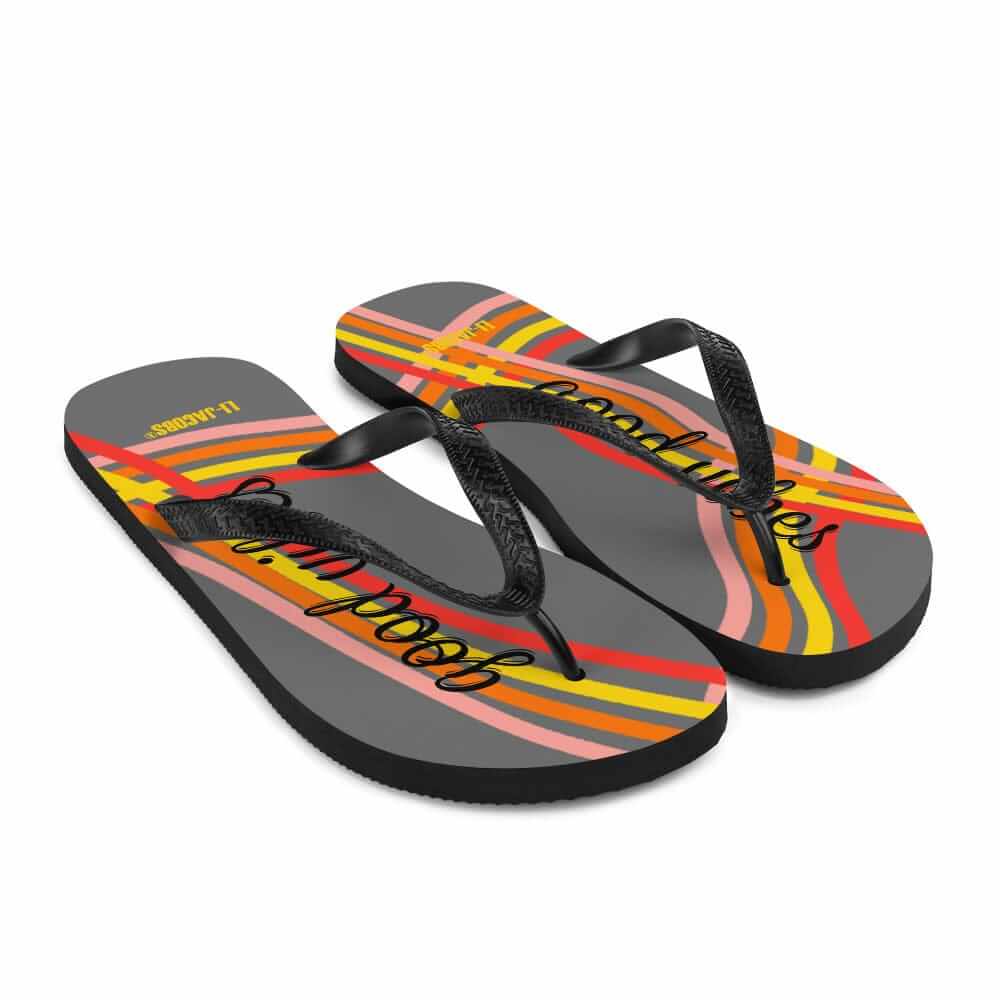 Good Vibes Waves Unisex Flip-Flops Sandals - Grey, Flip Flops, $ 30.95, A Moment Of Now™
