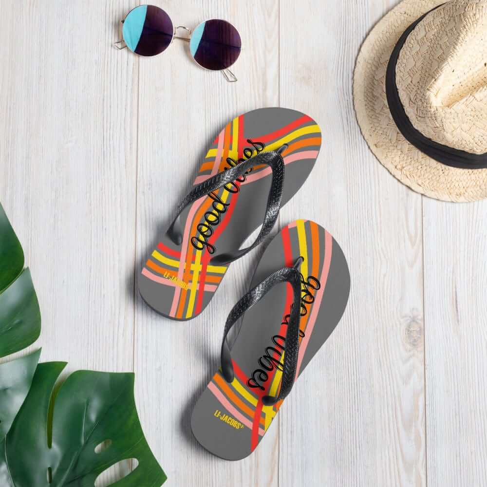 Good Vibes Waves Unisex Flip-Flops Sandals - Grey, Flip Flops, $ 30.95, A Moment Of Now™