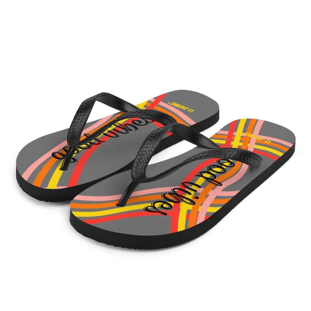Good Vibes Waves Unisex Flip-Flops Sandals - Grey, Flip Flops, $ 30.95, A Moment Of Now™