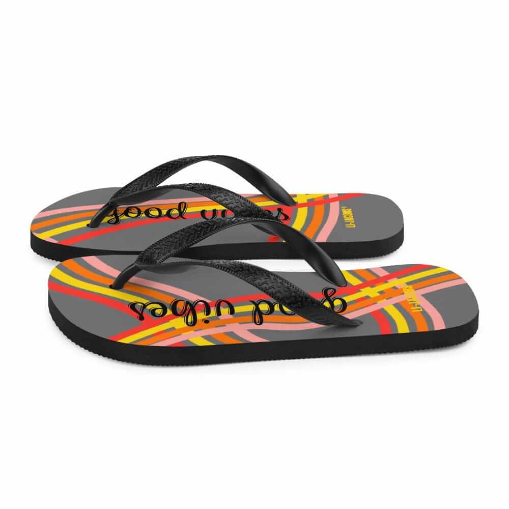 Good Vibes Waves Unisex Flip-Flops Sandals - Grey, Flip Flops, $ 30.95, A Moment Of Now™
