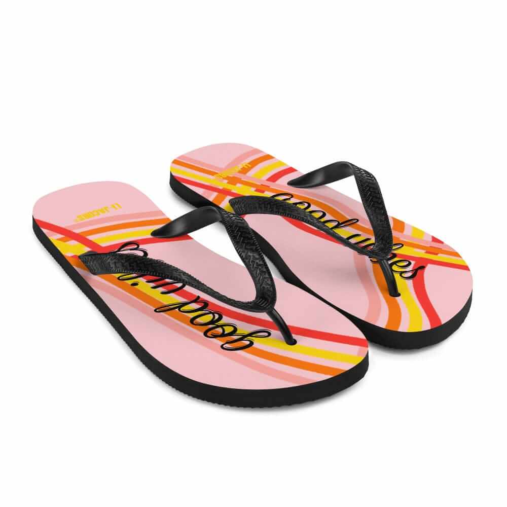 Good Vibes Waves Flip-Flops - Pink | Positive Summer Sandals, Flip Flops, $ 30.95, A Moment Of Now™