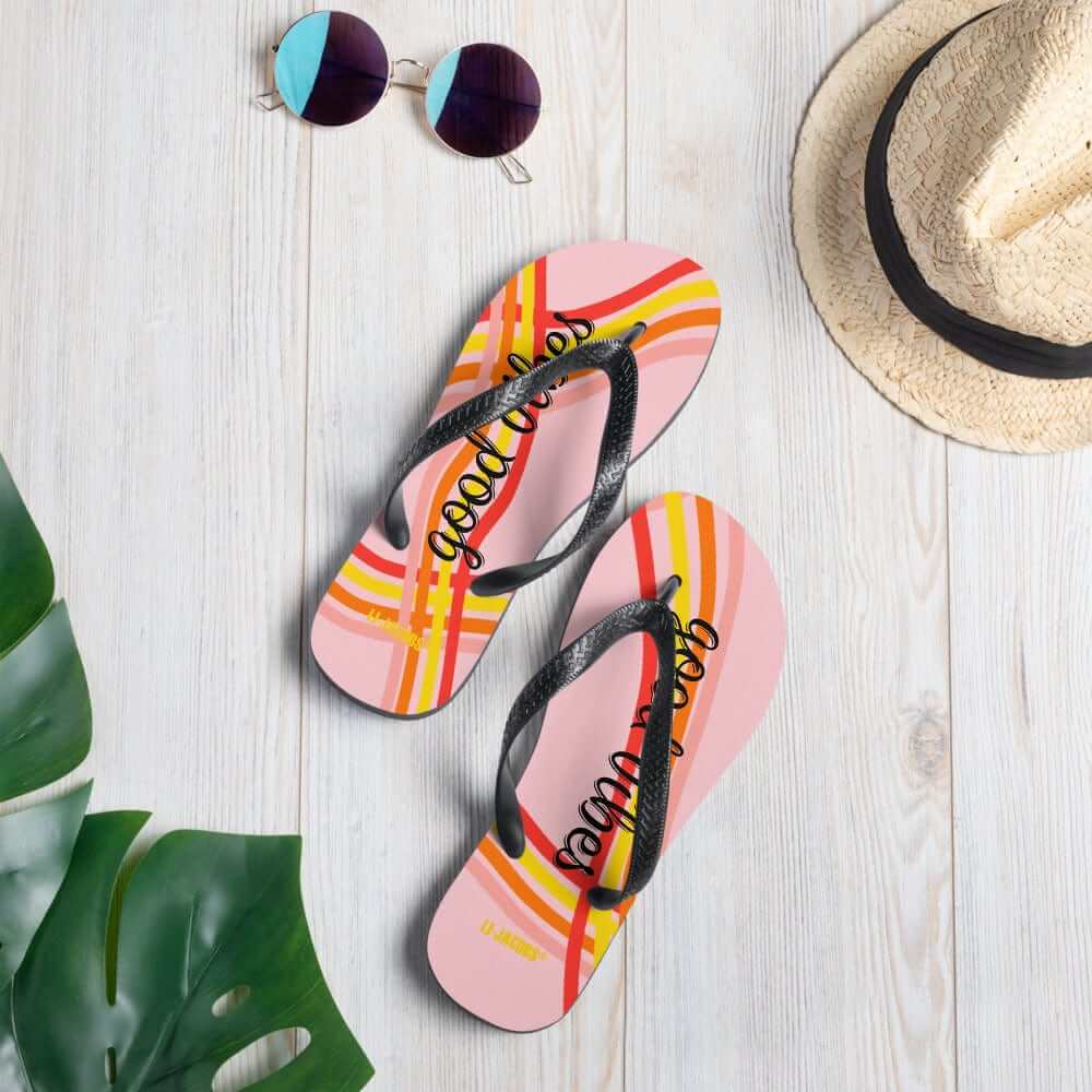 Good Vibes Waves Flip-Flops - Pink | Positive Summer Sandals, Flip Flops, $ 30.95, A Moment Of Now™