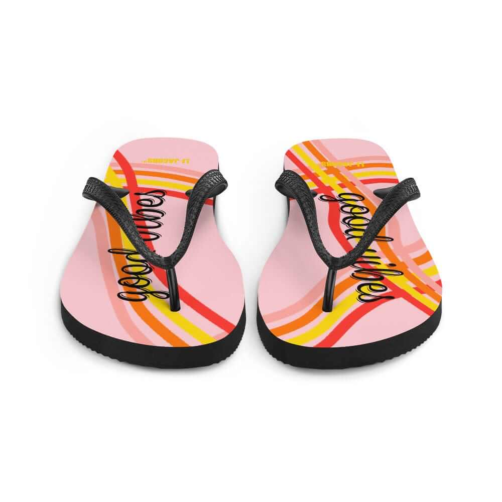 Good Vibes Waves Flip-Flops - Pink | Positive Summer Sandals, Flip Flops, $ 30.95, A Moment Of Now™