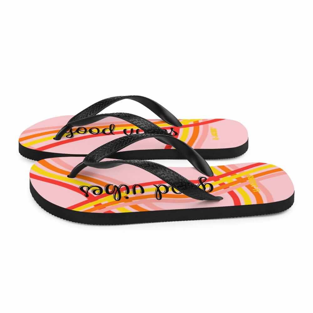 Good Vibes Waves Flip-Flops - Pink | Positive Summer Sandals, Flip Flops, $ 30.95, A Moment Of Now™