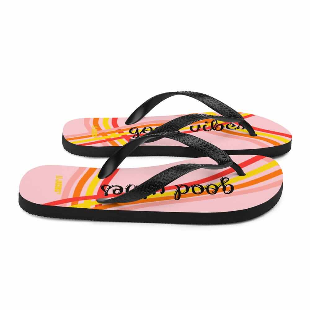 Good Vibes Waves Flip-Flops - Pink | Positive Summer Sandals, Flip Flops, $ 30.95, A Moment Of Now™