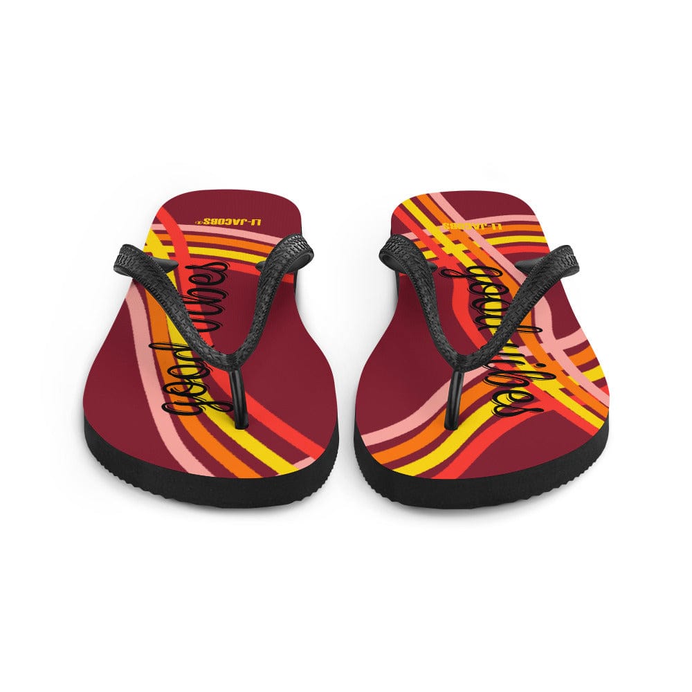 Shop Good Vibes Waves Unisex Flip-Flops Sandals - Red, Flip Flops, USA Boutique