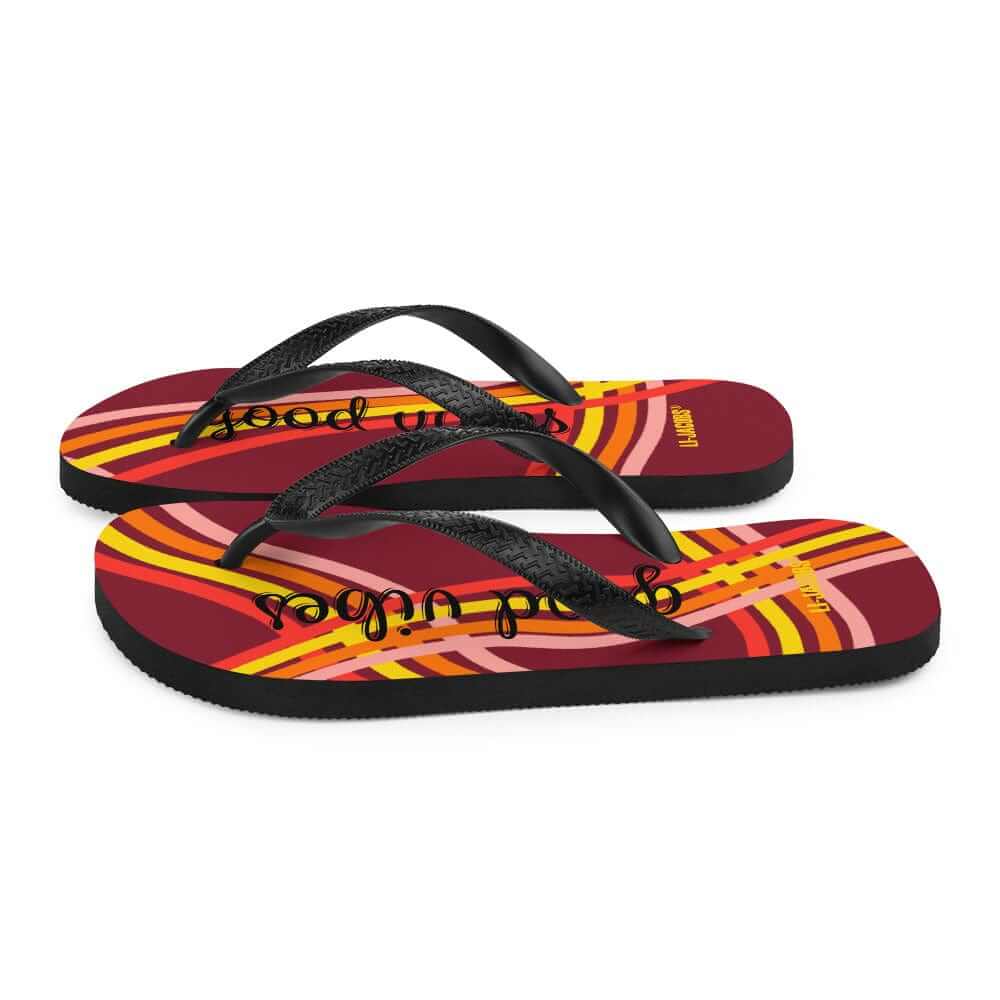Good Vibes Waves Unisex Flip-Flops Sandals - Red, Flip Flops, $ 30.95, A Moment Of Now™