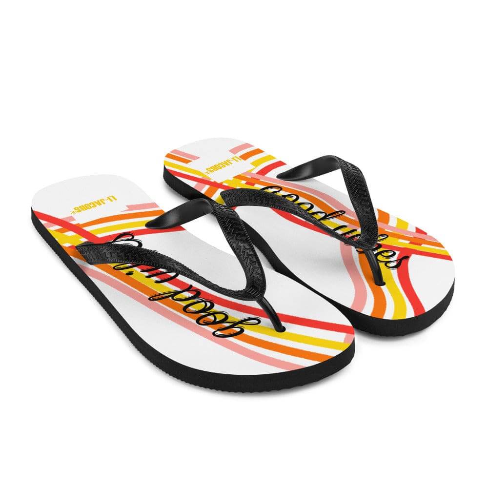 Good Vibes Waves Unisex Flip-Flops Sandals - White, Flip Flops, $ 30.95, A Moment Of Now™