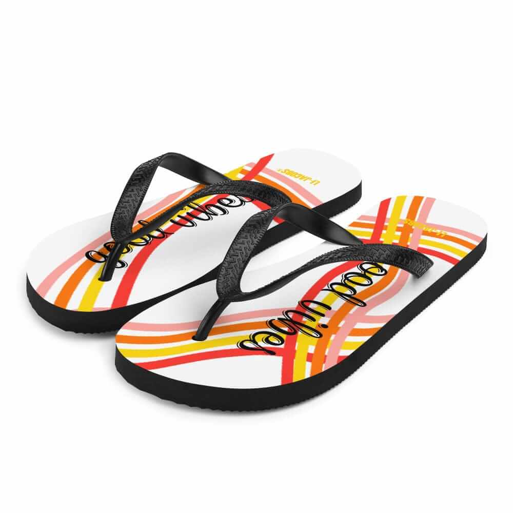Good Vibes Waves Unisex Flip-Flops Sandals - White, Flip Flops, $ 30.95, A Moment Of Now™