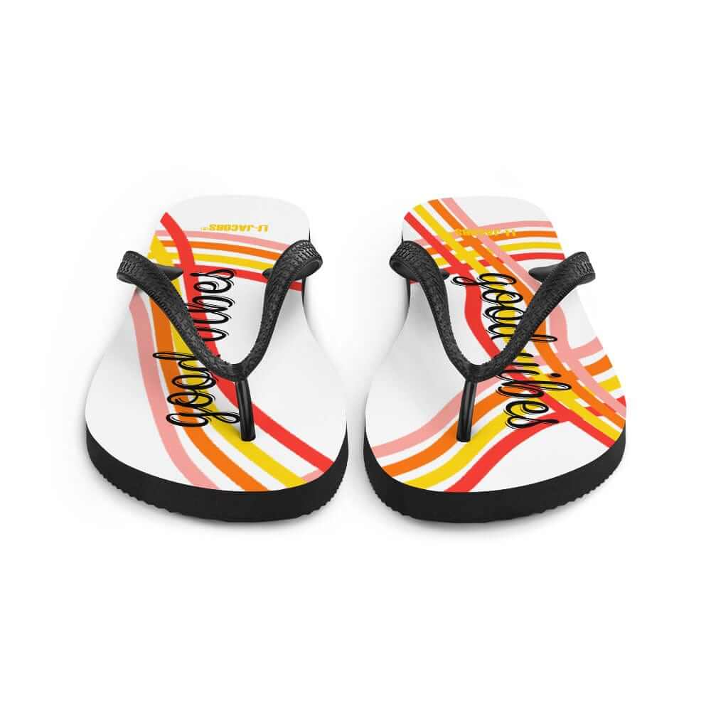 Good Vibes Waves Unisex Flip-Flops Sandals - White, Flip Flops, $ 30.95, A Moment Of Now™