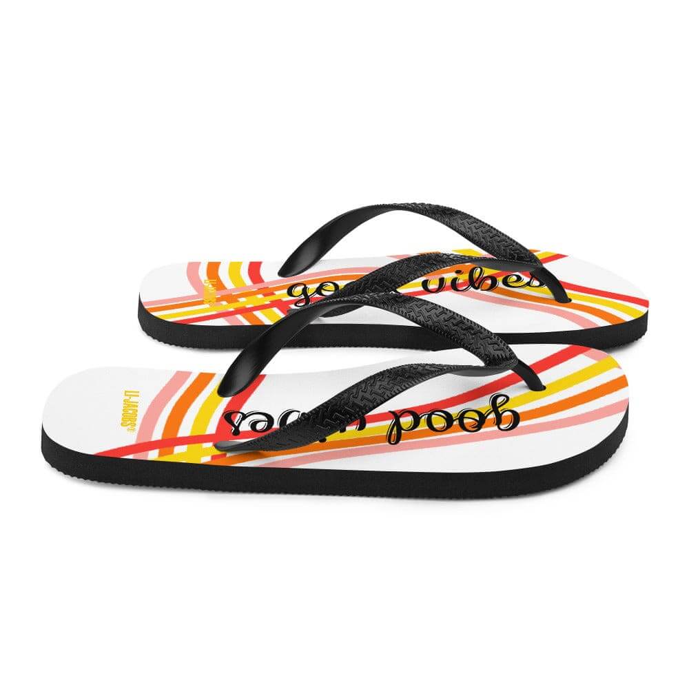 Good Vibes Waves Unisex Flip-Flops Sandals - White, Flip Flops, $ 30.95, A Moment Of Now™