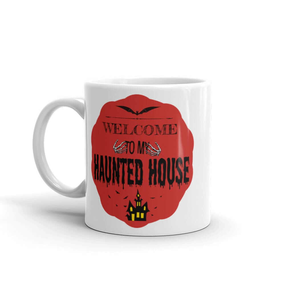 Halloween Spooky Haunted House White Glossy Coffee Tea Cup Mug - Red, Mug, $ 17.50, A Moment Of Now™
