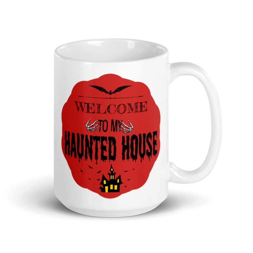 Halloween Spooky Haunted House White Glossy Coffee Tea Cup Mug - Red, Mug, $ 24.50, A Moment Of Now™