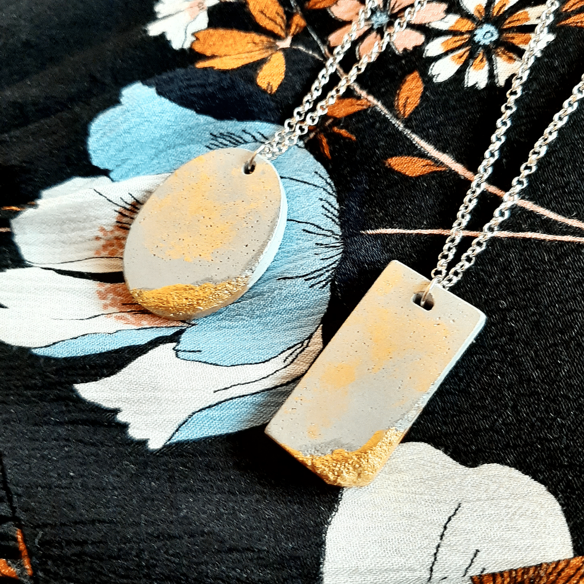 Shop Handmade Minimalist Style Concrete Gold Smudged Pendant Necklace, Necklaces, USA Boutique