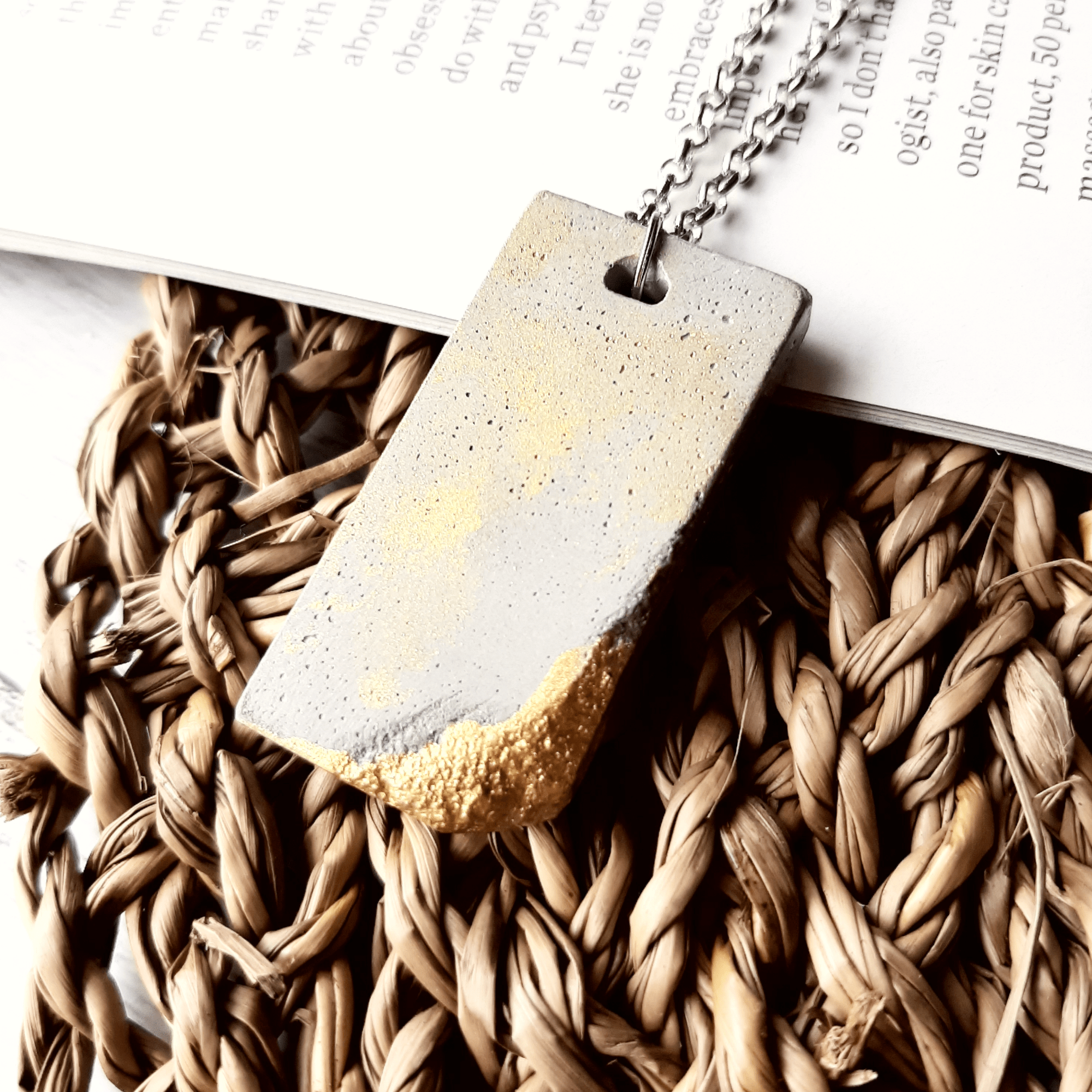 Shop Handmade Minimalist Style Concrete Gold Smudged Pendant Necklace, Necklaces, USA Boutique
