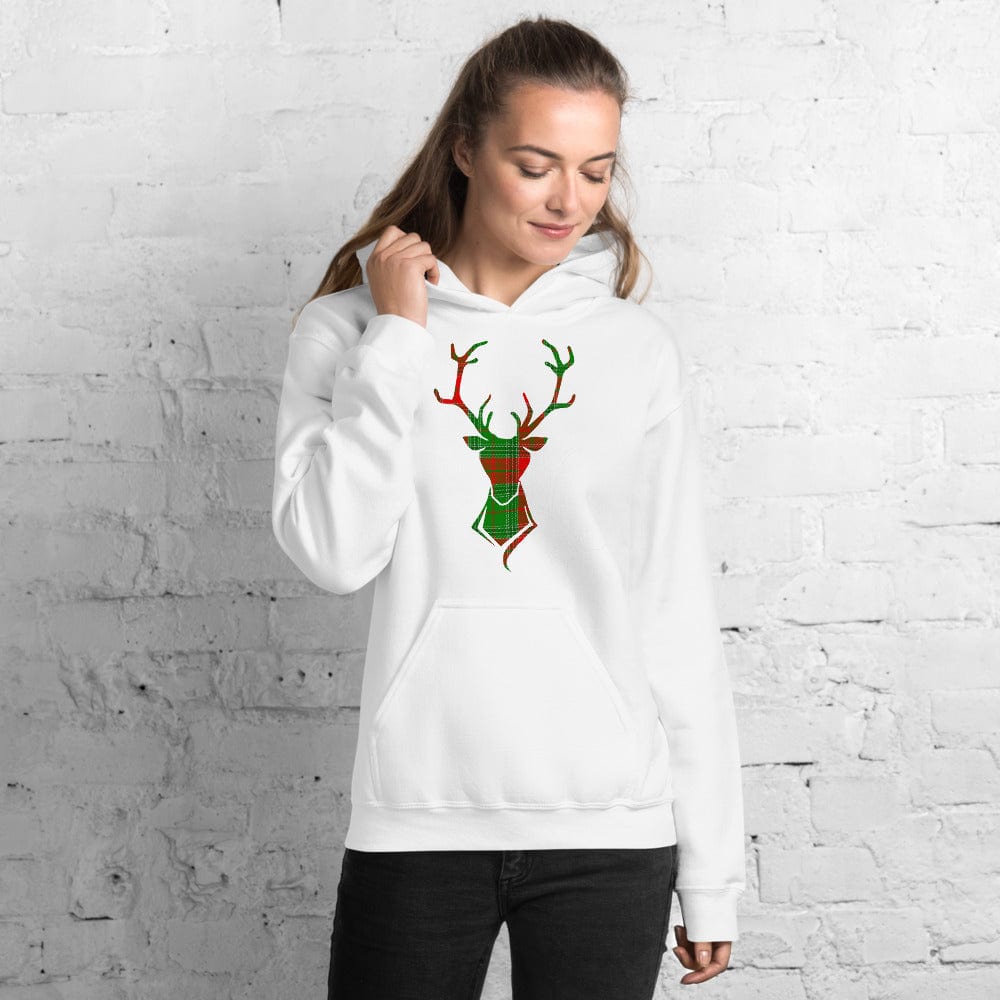 Shop Happy Christmas Buck Deer Plaid Unisex Hoodie, Hoodies, USA Boutique