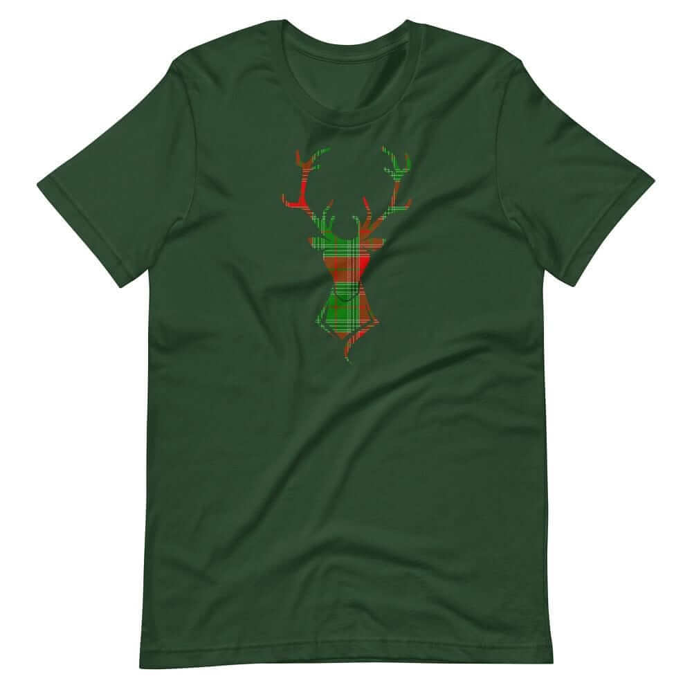 Happy Christmas Holiday Buck Deer Plaid Short-Sleeve Unisex T-Shirt, Clothing T-shirts, $ 31.55, A Moment Of Now™