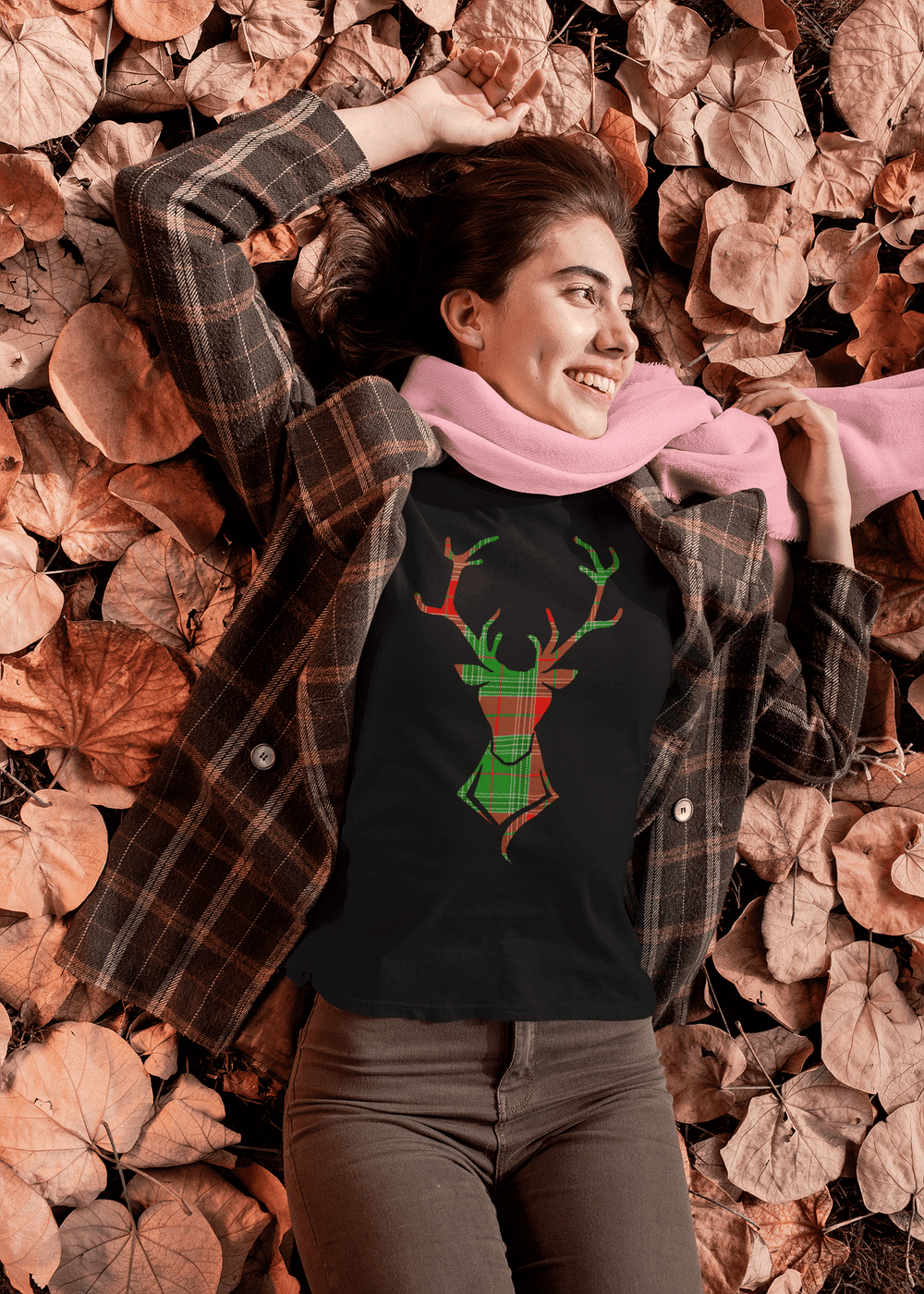 Happy Christmas Holiday Buck Deer Plaid Short-Sleeve Unisex T-Shirt, Clothing T-shirts, $ 30.95, A Moment Of Now™