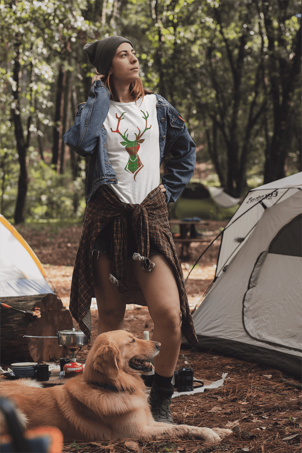 Happy Christmas Holiday Buck Deer Plaid Short-Sleeve Unisex T-Shirt, Clothing T-shirts, $ 30.95, A Moment Of Now™