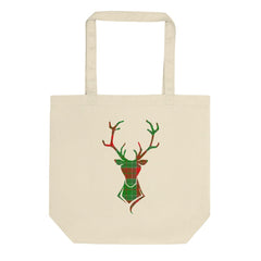 Shop Happy Christmas Plaid Buck Deer Eco Organic Cotton Tote Shopper Bag, Bags - Shopping bags, USA Boutique