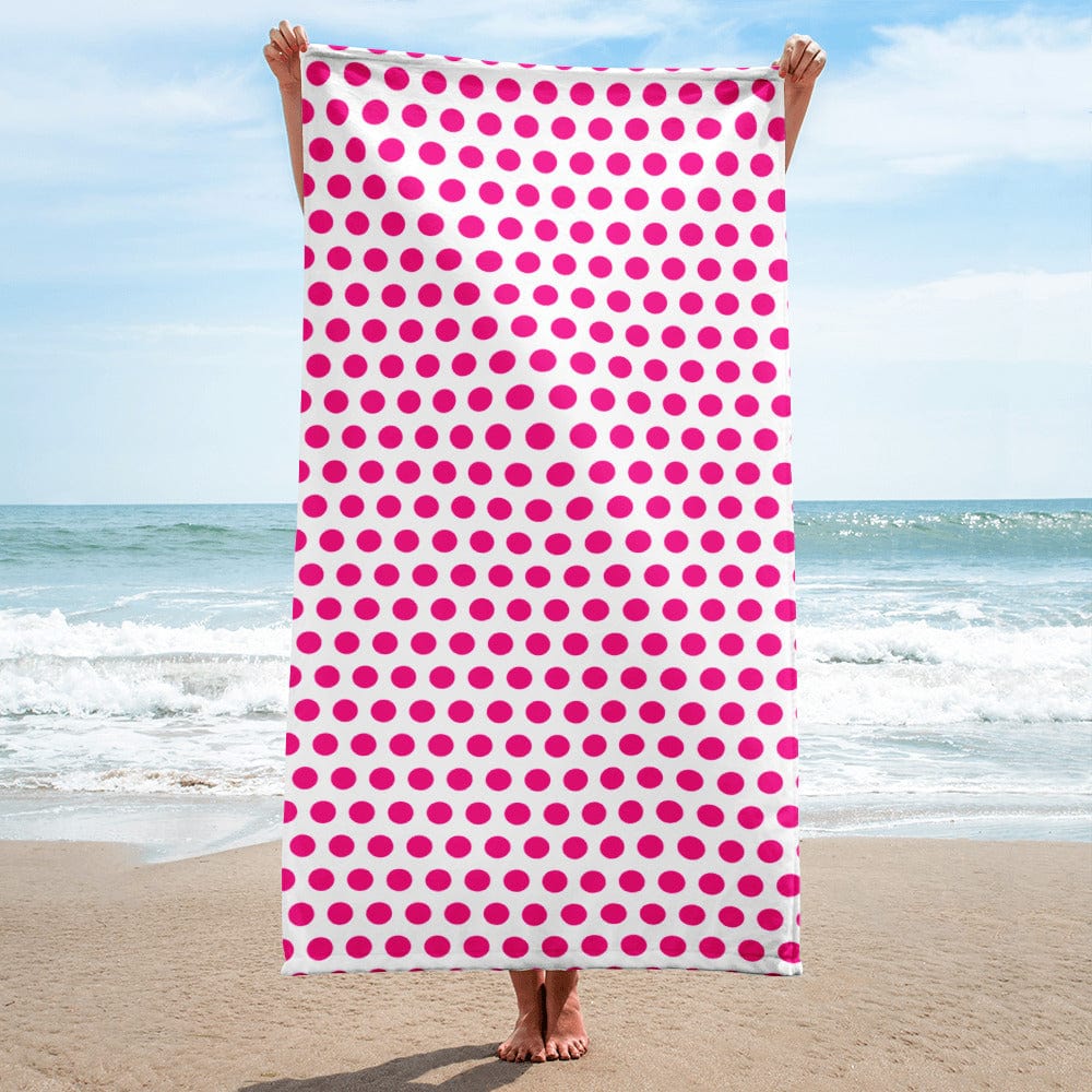 Shop Hot Pink on White Polka Dots Beach Bath Towel, Towel, USA Boutique