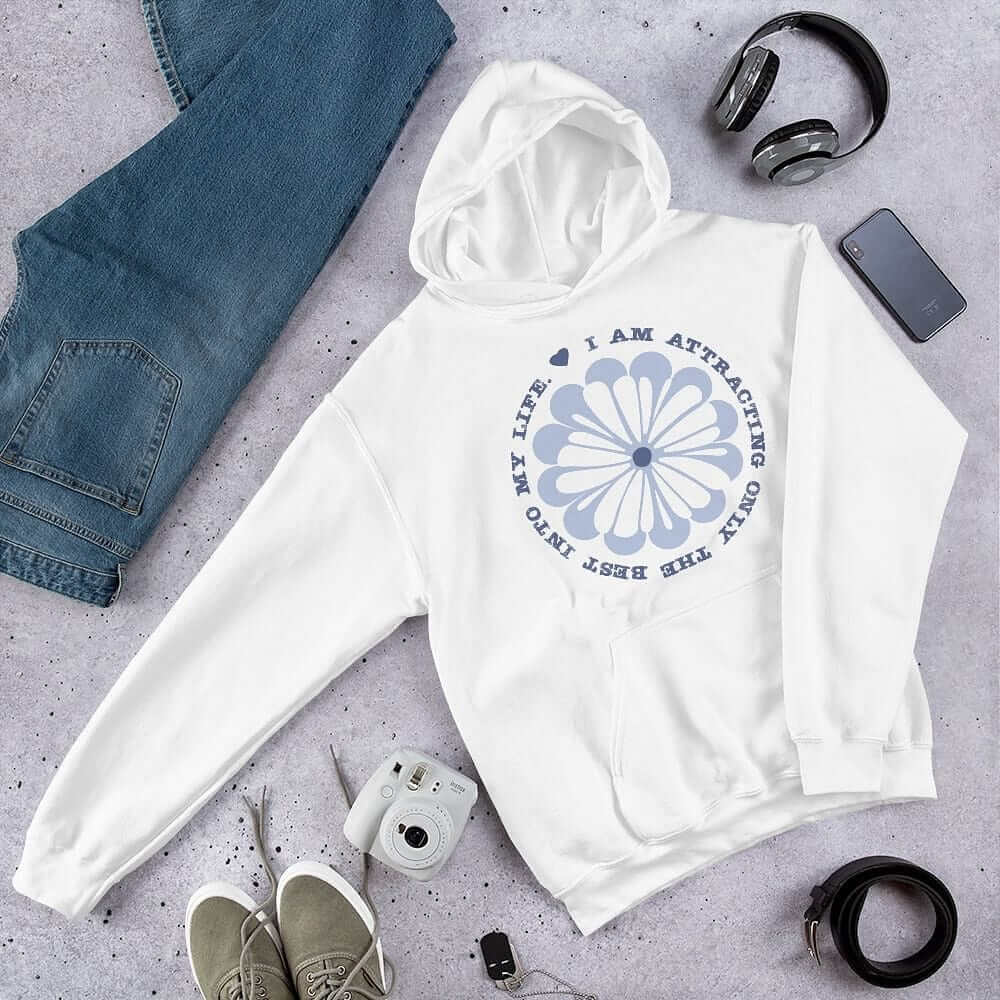 I Am Attracting Only The Best Into My Life Unisex Hoodie, Hoodies, $ 48.00, A Moment Of Now™