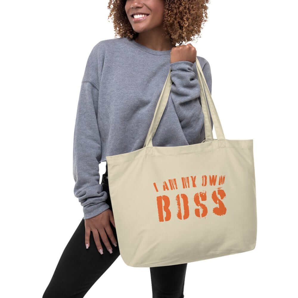 I Am My Own Boss Lifestyle Statement Large Organic Tote Shopper Bag, Bags - Shopping bags, $ 39.50, A Moment Of Now™