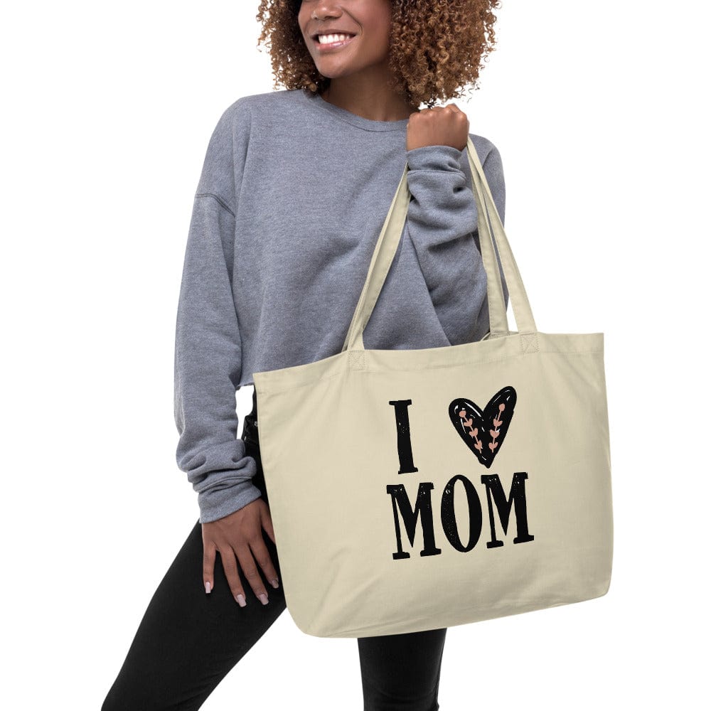 Shop I Heart Mom I Love Mom Mother's Day Large Organic Tote Bag, Bags - Shopping bags, USA Boutique