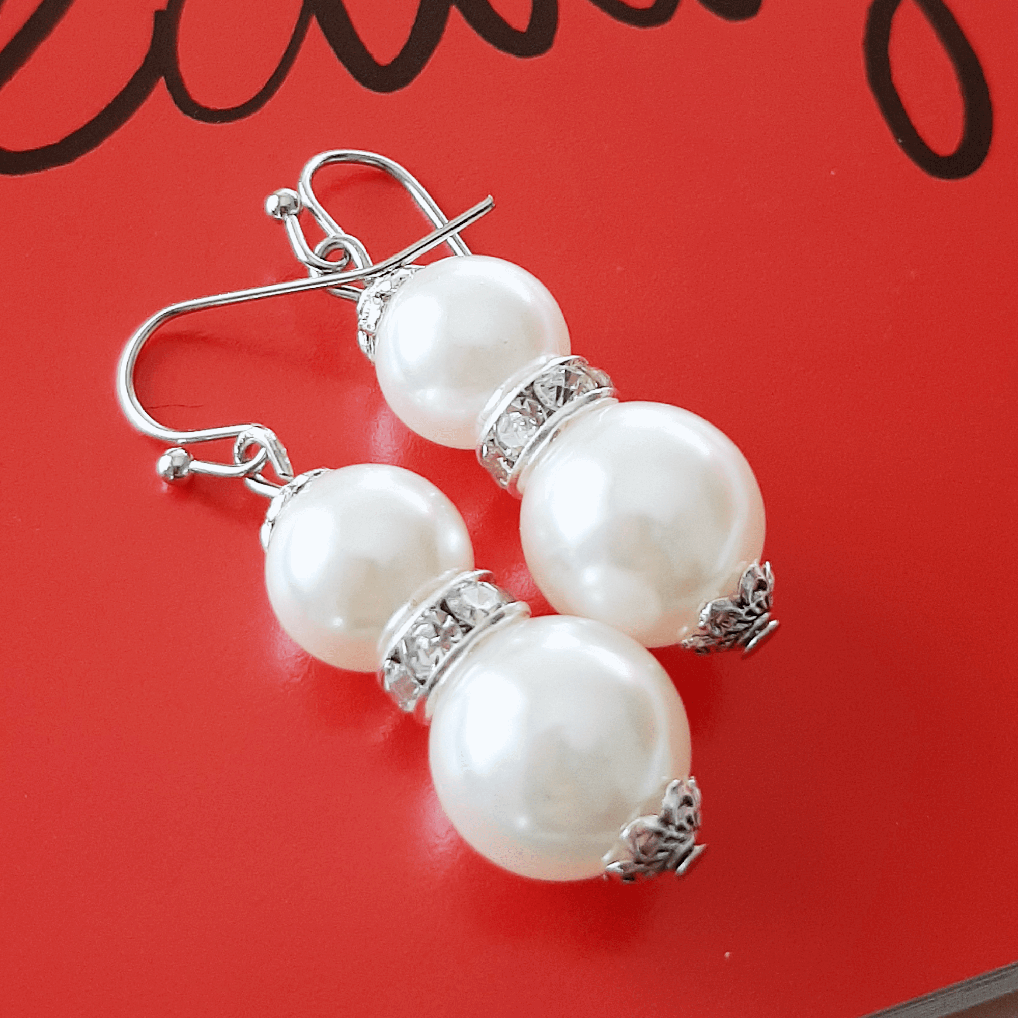 Double Glass Pearl Drop Dangle Earrings, Li-Jacobs, $ 19.99