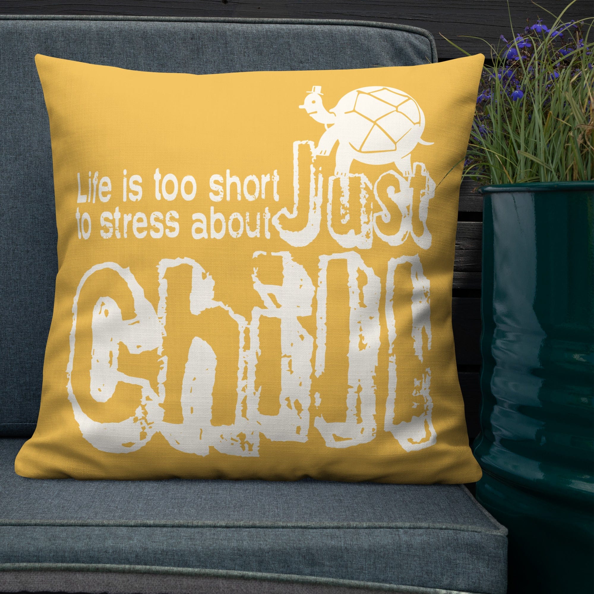 Shop Just Chill Inspirational Quote Decorative Accent Throw Pillow Cushion - Retro Yellow, Throw Pillows, USA Boutique