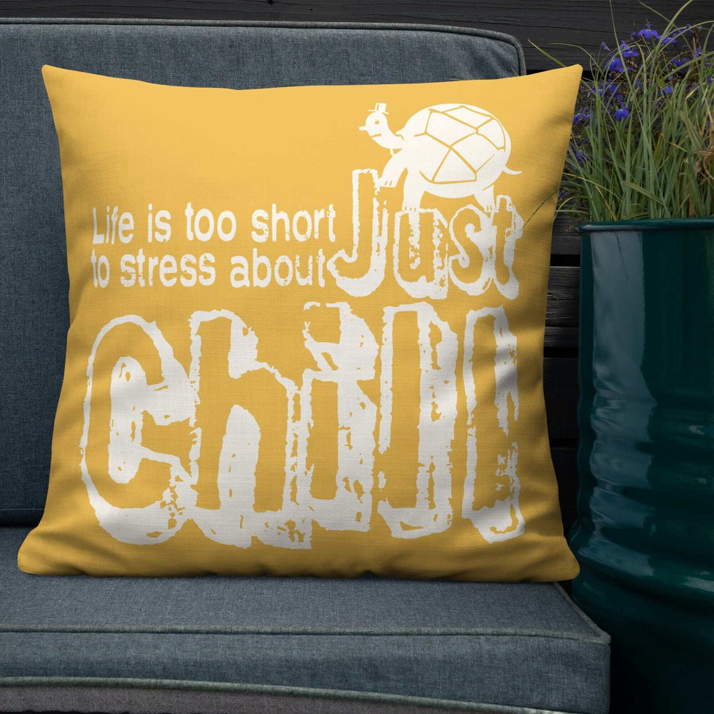 Just Chill Inspirational Quote Decorative Accent Throw Pillow Cushion - Retro Yellow, Throw Pillows, $ 64.50, A Moment Of Now™