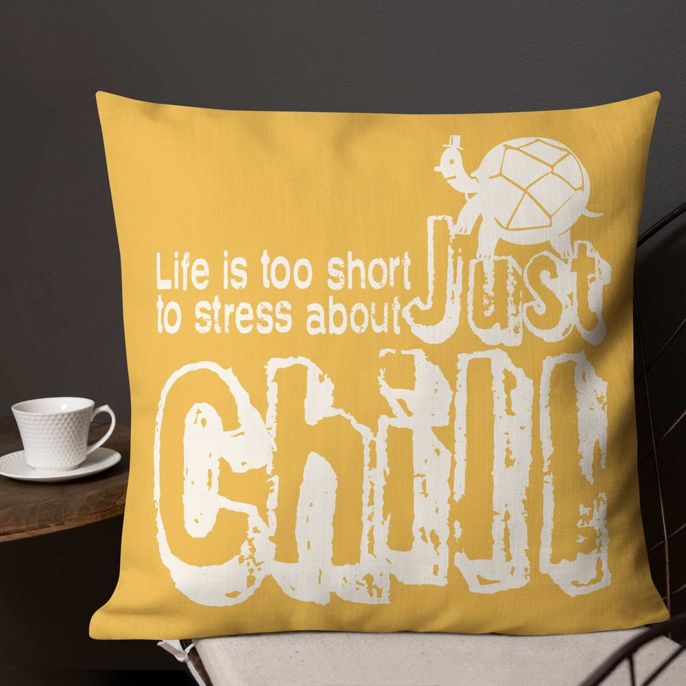 Just Chill Inspirational Quote Decorative Accent Throw Pillow Cushion - Retro Yellow, Throw Pillows, $ 64.50, A Moment Of Now™