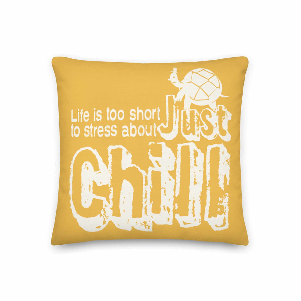 Just Chill Inspirational Quote Decorative Accent Throw Pillow Cushion - Retro Yellow, Throw Pillows, $ 64.50, A Moment Of Now™