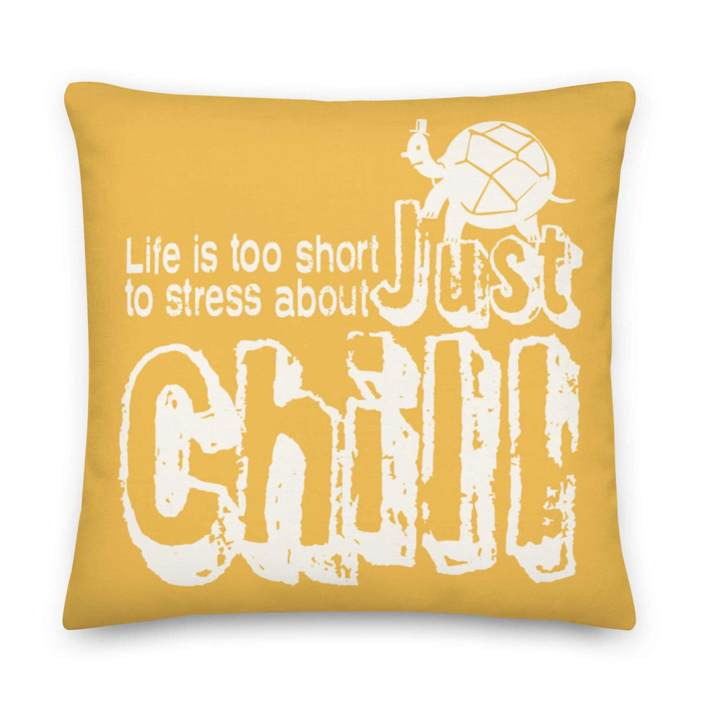Just Chill Inspirational Quote Decorative Accent Throw Pillow Cushion - Retro Yellow, Throw Pillows, $ 64.50, A Moment Of Now™