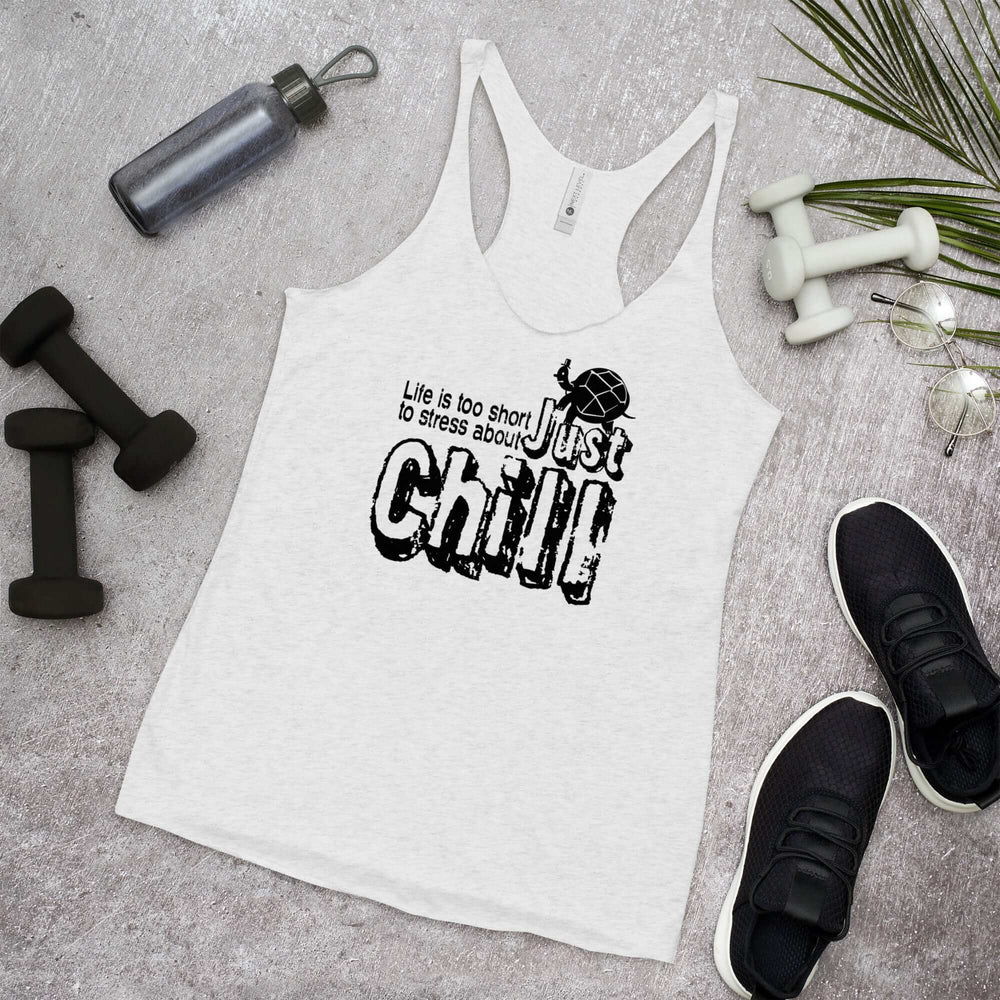 Just Chill Mindfulness Living Inspirational Quote Women's Racerback Tank, Table Tops, $ 35.00, A Moment Of Now™