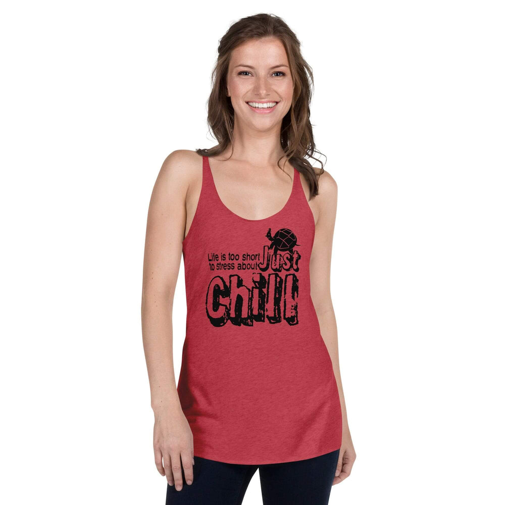 Just Chill Mindfulness Living Inspirational Quote Women's Racerback Tank, Table Tops, $ 35.00, A Moment Of Now™