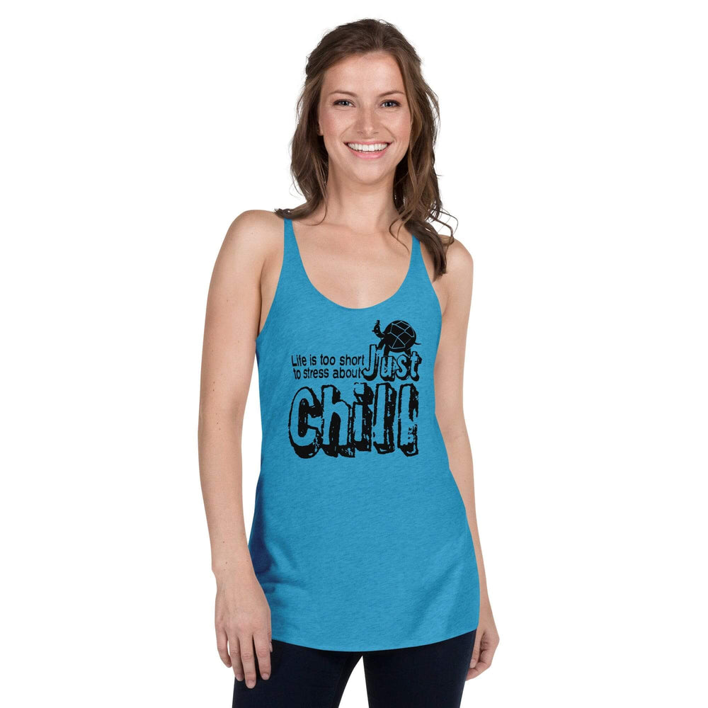 Just Chill Mindfulness Living Inspirational Quote Women's Racerback Tank, Table Tops, $ 35.00, A Moment Of Now™