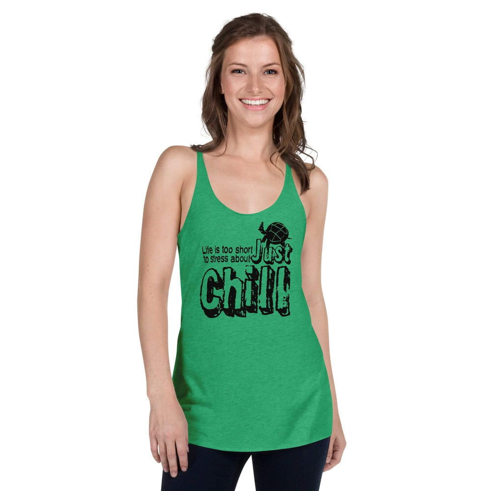 Just Chill Mindfulness Living Inspirational Quote Women's Racerback Tank, Table Tops, $ 35.00, A Moment Of Now™