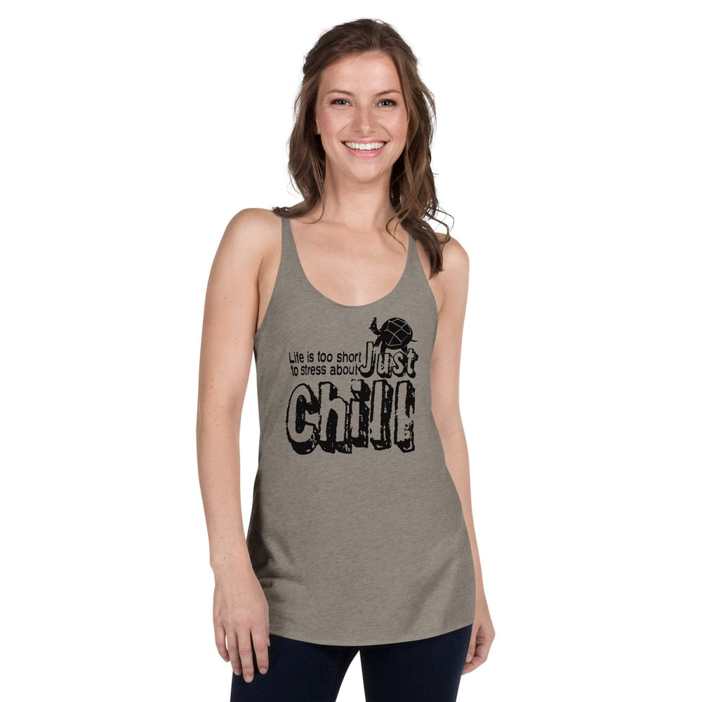 Just Chill Mindfulness Living Inspirational Quote Women's Racerback Tank, Table Tops, $ 35.00, A Moment Of Now™