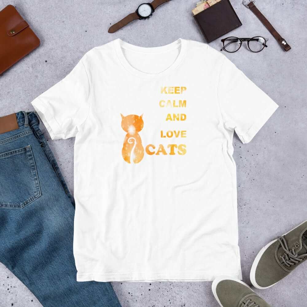 Keep Calm and Love Cats Unisex T-Shirt | Cat Lover Graphic Tee, Tees, $ 30.44, A Moment Of Now™