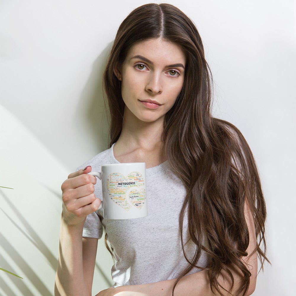 Shop Keto Ketogenic Diet Heart Shape Word Cloud Art Coffee Tea Mug Cup, Mugs, USA Boutique
