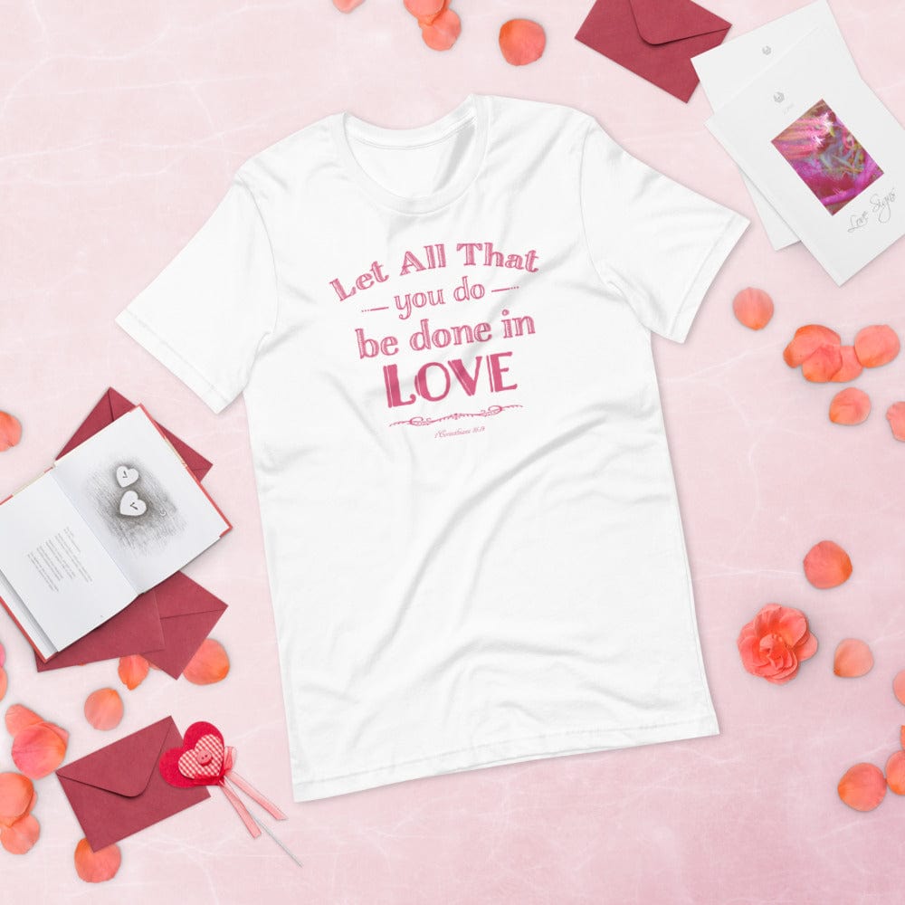Shop Let All That You Do Be Done In Love Bible Verses About Love T-Shirt - Pink, , USA Boutique