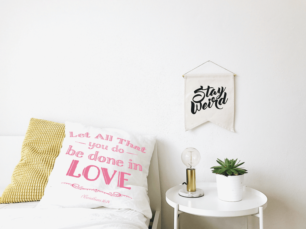 Let All That You Do Be Done In Love Decorative Throw Pillow Cushion - Pink, Pillow, $ 64.50, A Moment Of Now™