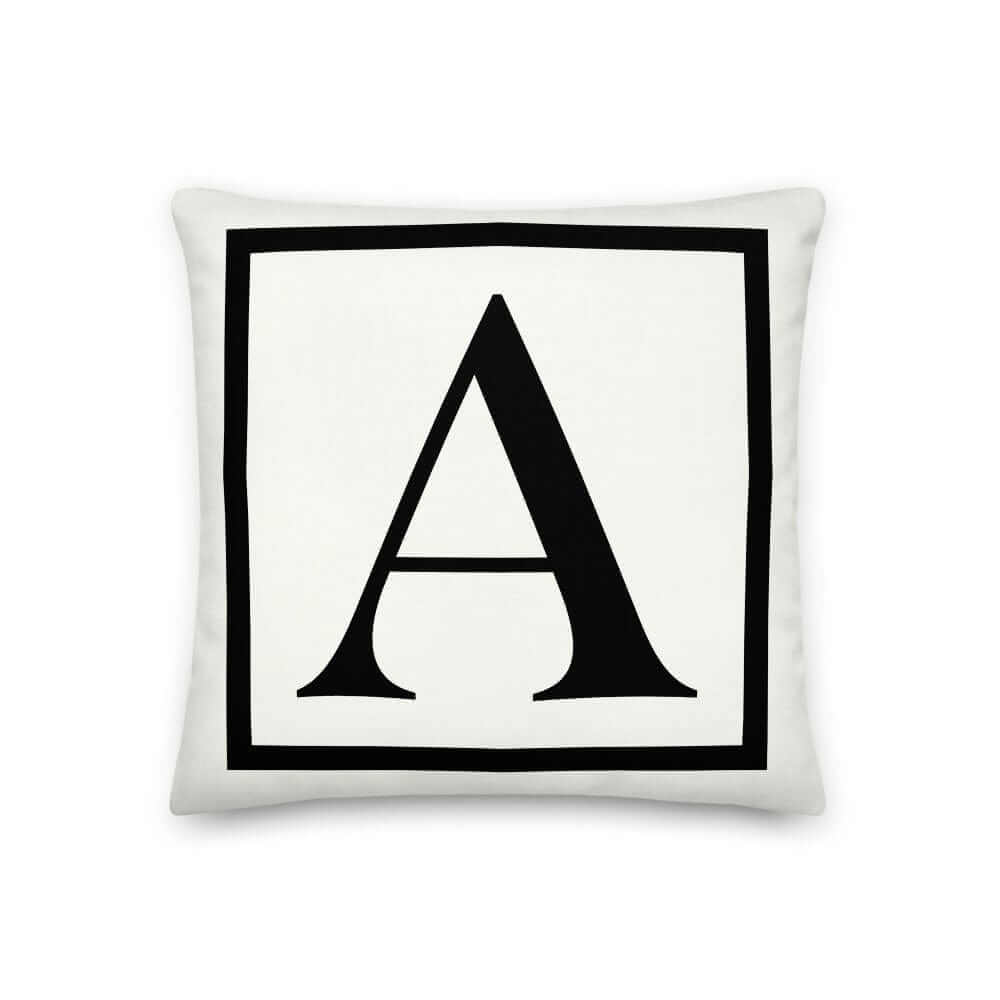 Letter A Black Border Monogram Pillow | Personalized Initial Decor, Throw Pillows, $ 64.50, A Moment Of Now™