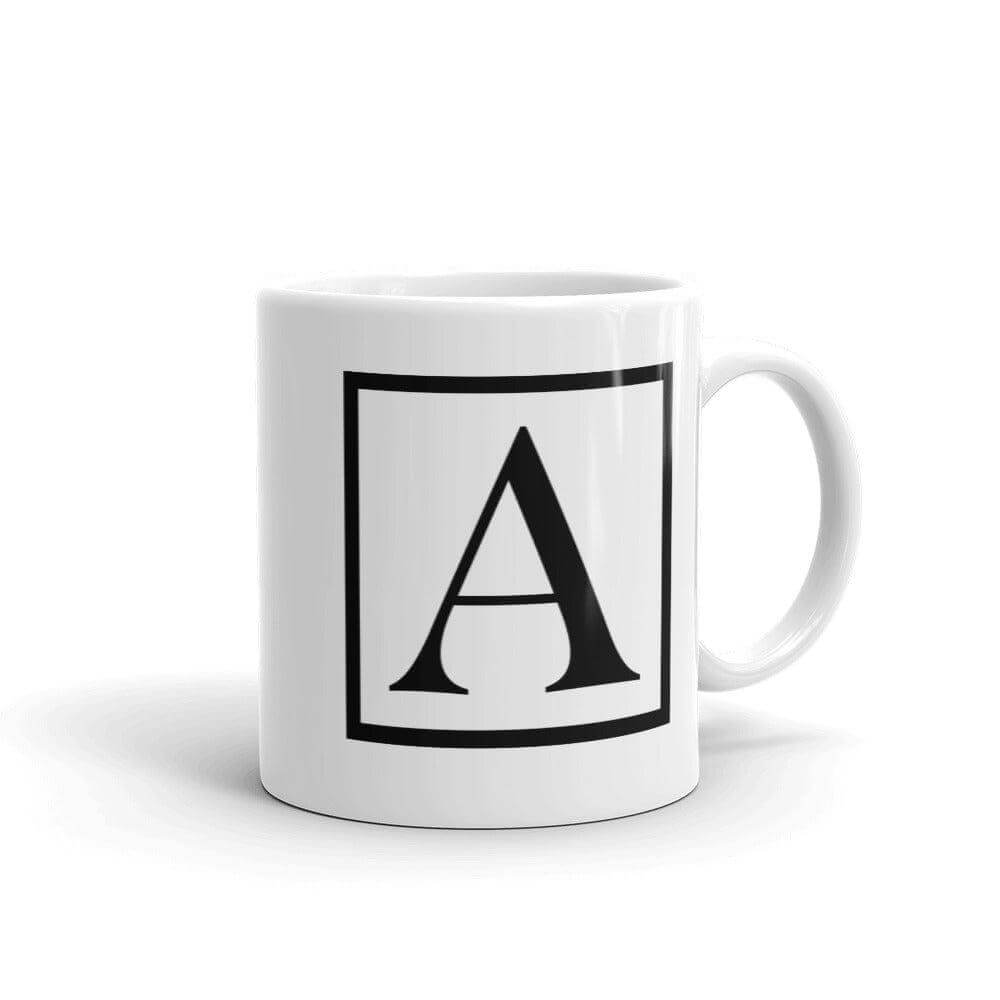 Letter A Border Monogram Coffee Mug | Personalized Initial Gift, Mugs, $ 18.50, A Moment Of Now™