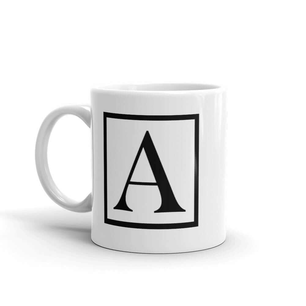 Letter A Border Monogram Coffee Mug | Personalized Initial Gift, Mugs, $ 18.50, A Moment Of Now™
